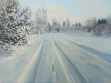 Peinture intitulée "Country Road on a C…" par Janis Zingitis, Œuvre d'art originale, Huile