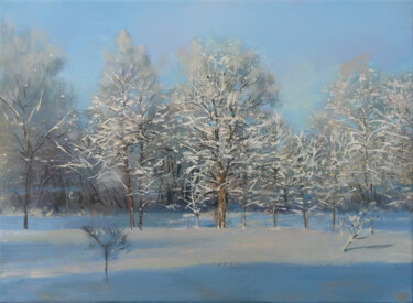 Painting titled "Winter Morning Study" by Janis Zingitis, Original Artwork, Acrylic