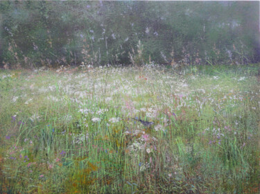 Painting titled "Meadow on Summer So…" by Janis Zingitis, Original Artwork, Acrylic