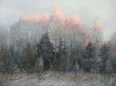 Ζωγραφική με τίτλο "Frost. Sunrise." από Janis Zingitis, Αυθεντικά έργα τέχνης, Ακρυλικό Τοποθετήθηκε στο Ξύλινο φορείο σκελ…