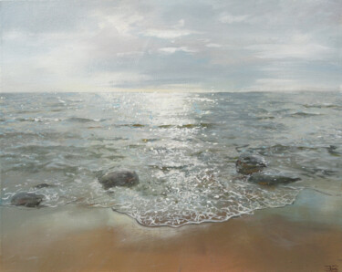 Pintura titulada "Silver Sea Study" por Janis Zingitis, Obra de arte original, Acrílico Montado en Bastidor de camilla de ma…