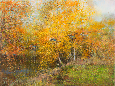 Painting titled "Memories of Autumn" by Janis Zingitis, Original Artwork, Acrylic Mounted on Wood Stretcher frame