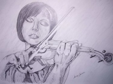 Drawing titled "playing-in-the-rain…" by Shirley Rene Richardson Janisse, Original Artwork, Graphite