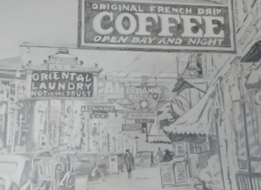 Drawing titled "downtown.jpg" by Shirley Rene Richardson Janisse, Original Artwork, Graphite