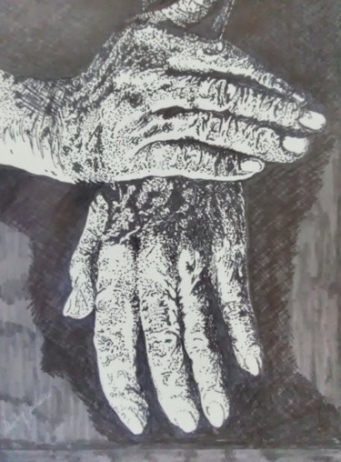 Drawing titled "hands-of-time.jpg" by Shirley Rene Richardson Janisse, Original Artwork, Marker