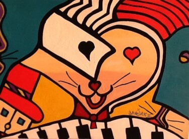 Painting titled "Joker The Cat" by Janjak, Original Artwork, Acrylic