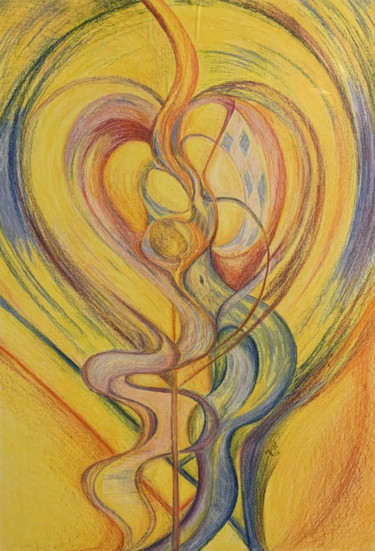 Painting titled "Love in us - matern…" by Mgr. Janka Anděl Šustrová, Original Artwork, Pastel Mounted on Cardboard