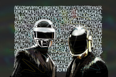 Digitale Kunst getiteld "Tribute to Daft Punk" door Jean-Michel Botsen, Origineel Kunstwerk, Digitaal Schilderwerk