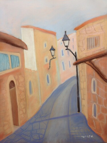 Dessin intitulée "street in Safed 9" par Janna Shulrufer, Œuvre d'art originale, Pastel