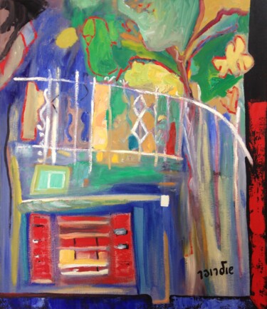 Painting titled "balcony" by Janna Shulrufer, Original Artwork, Oil