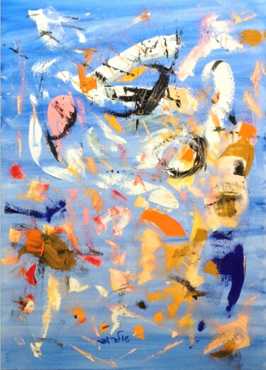 Pittura intitolato "blue composition" da Janna Shulrufer, Opera d'arte originale, Olio