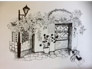 Drawing titled "garden in Safed" by Janna Shulrufer, Original Artwork, Other