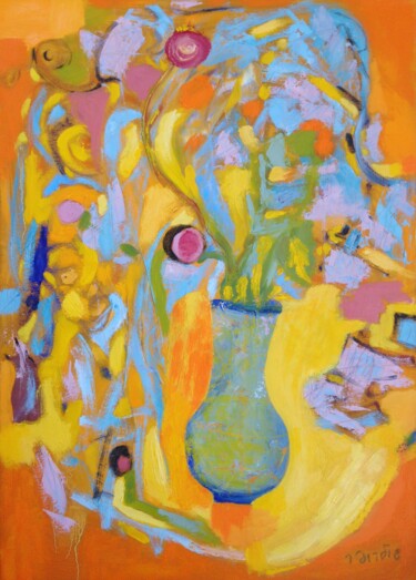 Painting titled "yellow composition" by Janna Shulrufer, Original Artwork, Oil