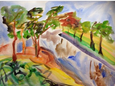 Картина под названием "Hayarkon Park in Te…" - Janna Shulrufer, Подлинное произведение искусства, Акварель