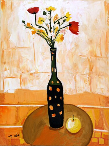 Painting titled "still life with app…" by Janna Shulrufer, Original Artwork, Oil