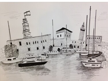 Drawing titled "view to Acre" by Janna Shulrufer, Original Artwork, Ink