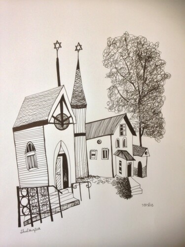 "Synagogue" başlıklı Resim Janna Shulrufer tarafından, Orijinal sanat, Jel kalem