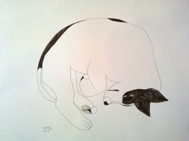Zeichnungen mit dem Titel "dog2" von Janna Shulrufer, Original-Kunstwerk, Gel Stift