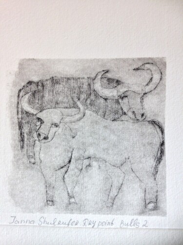 Εκτυπώσεις & Χαρακτικά με τίτλο "bulls2" από Janna Shulrufer, Αυθεντικά έργα τέχνης, Etching