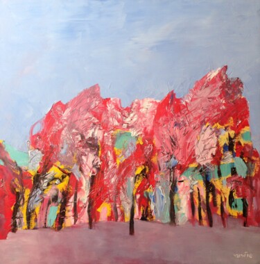 Peinture intitulée "Forest and sky" par Janna Shulrufer, Œuvre d'art originale, Huile