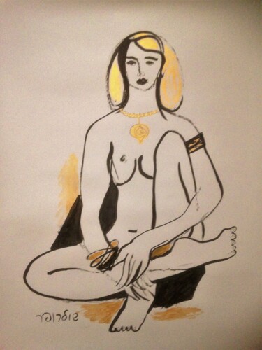 Desenho intitulada "Nude 6" por Janna Shulrufer, Obras de arte originais, Tinta