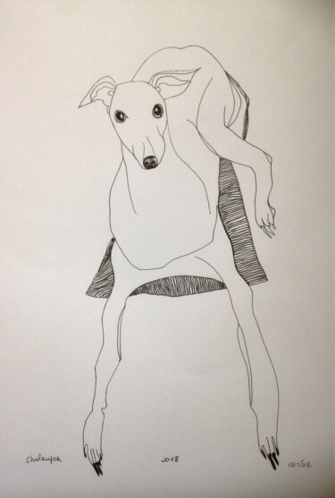 Tekening getiteld "dog1" door Janna Shulrufer, Origineel Kunstwerk, Gelpen