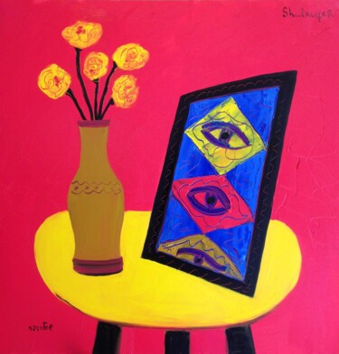 Painting titled "still life with pic…" by Janna Shulrufer, Original Artwork, Oil