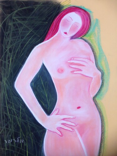 Dibujo titulada "nude N3" por Janna Shulrufer, Obra de arte original, Pastel