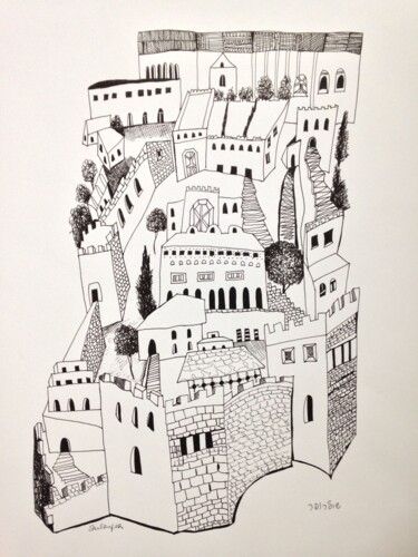 Drawing titled "View at The Holy Ci…" by Janna Shulrufer, Original Artwork, Ink