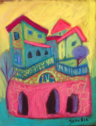 Dessin intitulée "City" par Janna Shulrufer, Œuvre d'art originale, Pastel
