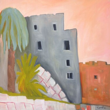 Pittura intitolato "cityscape Jerusalem" da Janna Shulrufer, Opera d'arte originale, Olio
