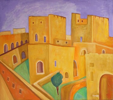 Painting titled "View at the City of…" by Janna Shulrufer, Original Artwork, Oil