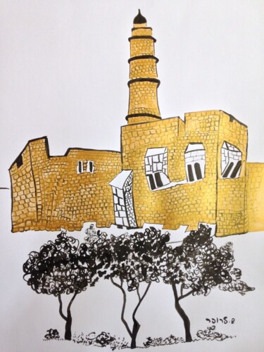 Drawing titled "view at Tower of Da…" by Janna Shulrufer, Original Artwork, Ink