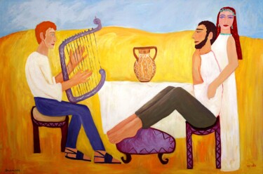 Ζωγραφική με τίτλο "David and Saul" από Janna Shulrufer, Αυθεντικά έργα τέχνης, Λάδι