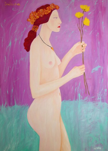 Pintura intitulada "The birth of Venus…" por Janna Shulrufer, Obras de arte originais, Óleo