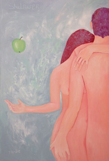Schilderij getiteld "Adam & Eve" door Janna Shulrufer, Origineel Kunstwerk, Olie