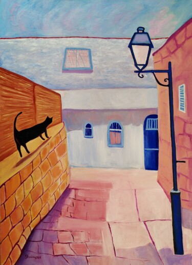 Peinture intitulée "street light in Saf…" par Janna Shulrufer, Œuvre d'art originale, Huile
