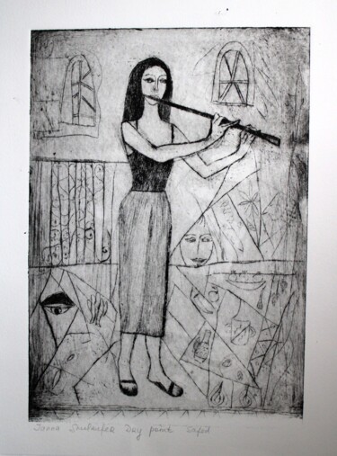 Impressões e gravuras intitulada "Flautista" por Janna Shulrufer, Obras de arte originais, Gravação