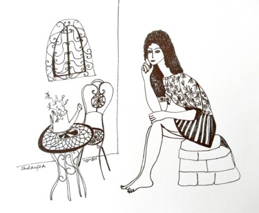 Рисунок под названием "אז מה" - Janna Shulrufer, Подлинное произведение искусства, Гелевая ручка