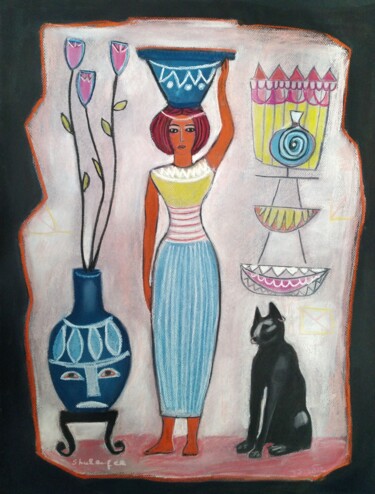 Tekening getiteld "Ancient Egypt 4" door Janna Shulrufer, Origineel Kunstwerk, Pastel