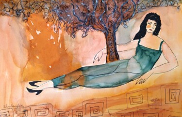 Картина под названием "Tree of life" - Janna Shulrufer, Подлинное произведение искусства, Акварель