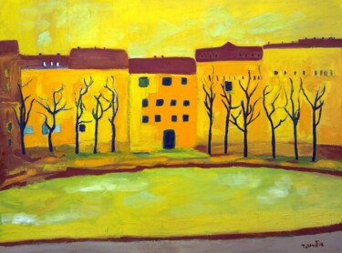 Malerei mit dem Titel "The urban landscape" von Janna Shulrufer, Original-Kunstwerk, Öl