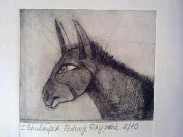 Printmaking titled "donkey" by Janna Shulrufer, Original Artwork, Engraving