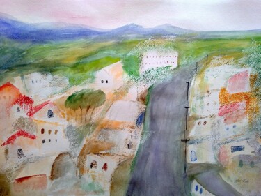 Painting titled "landscape in Safed" by Janna Shulrufer, Original Artwork, Watercolor
