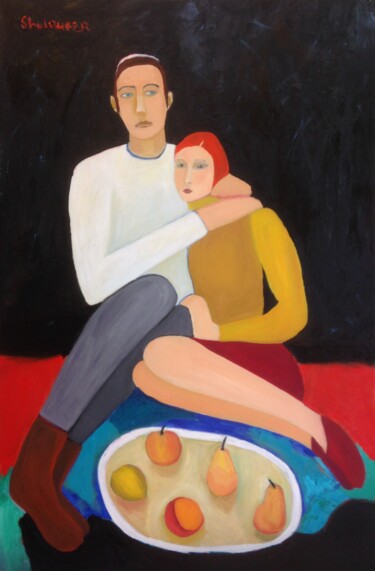 Peinture intitulée "Adam and Eve" par Janna Shulrufer, Œuvre d'art originale, Huile