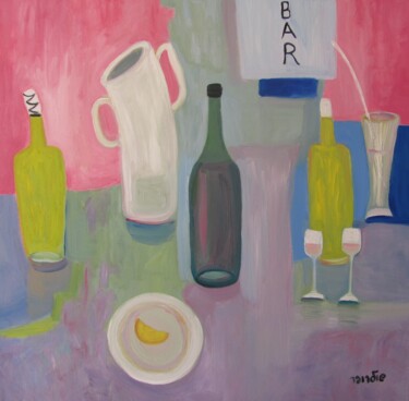 Malerei mit dem Titel "Bar" von Janna Shulrufer, Original-Kunstwerk, Öl