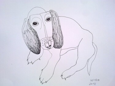 Σχέδιο με τίτλο "Sad doggie" από Janna Shulrufer, Αυθεντικά έργα τέχνης, Γέλη στυλό