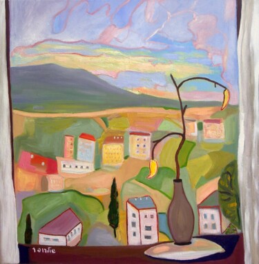 Painting titled "Window" by Janna Shulrufer, Original Artwork, Oil