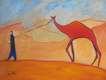 Painting titled "In the desert" by Janna Shulrufer, Original Artwork, Oil