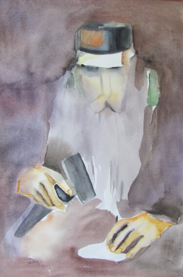 Painting titled "Master" by Janna Shulrufer, Original Artwork, Watercolor